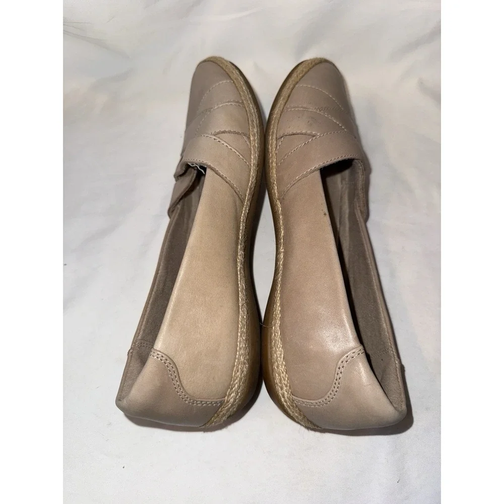 Clarks Collection Woven Leather Espadrilles Slip On‎ Nude Size 9